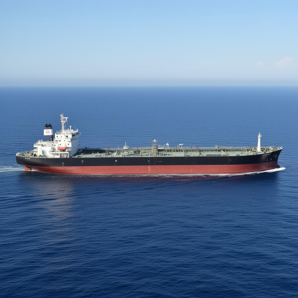 Modern oil tanker vessel underway on the open ocean