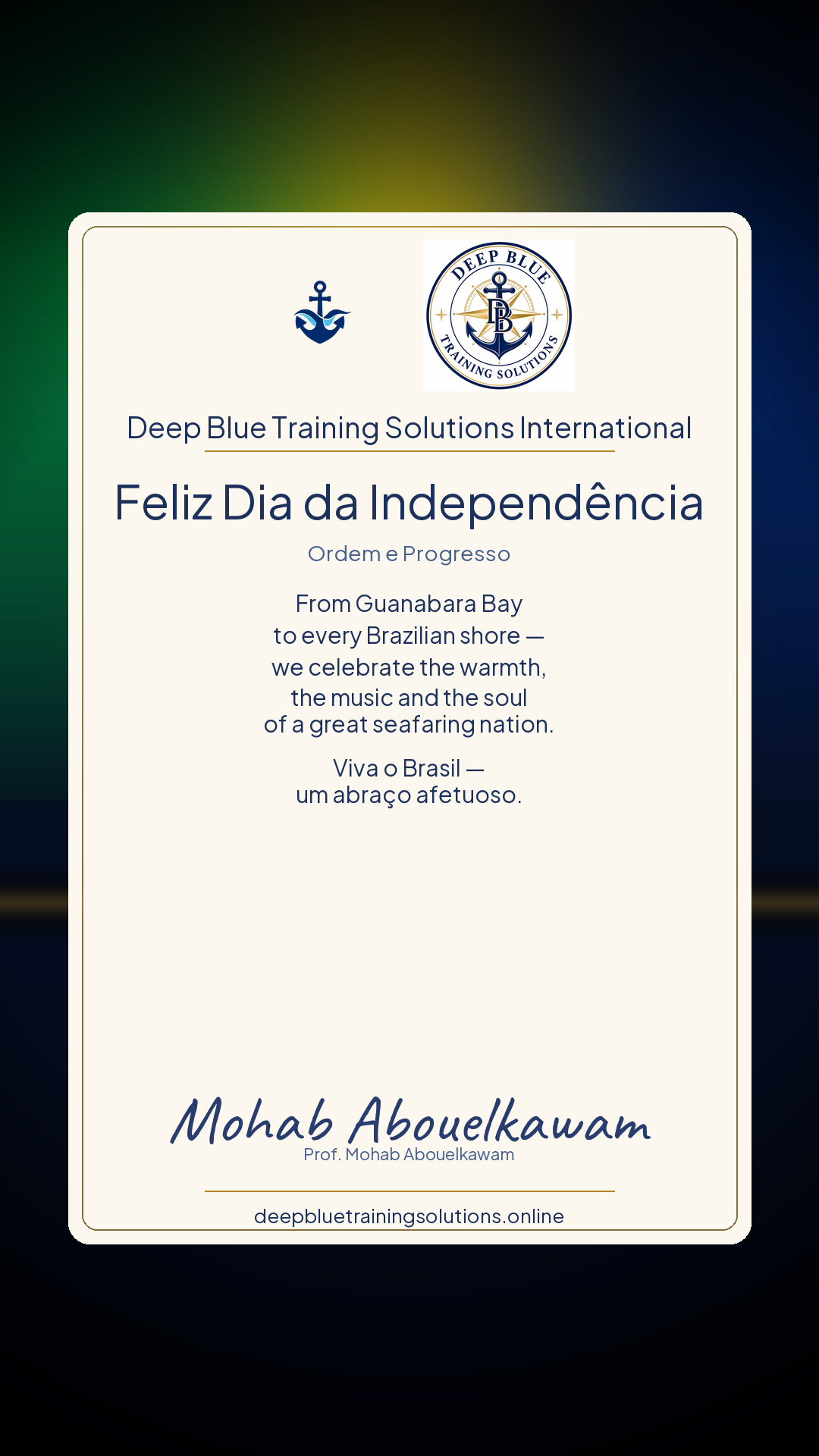 Brazil Independence Day card — Dia da Independência do Brasil — Ordem e Progresso