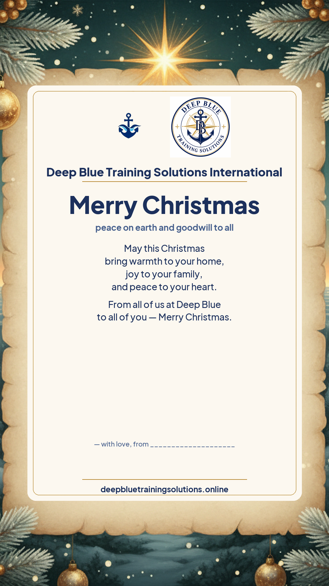 Merry Christmas · Personalize card — Share with your own family — sign it yourself