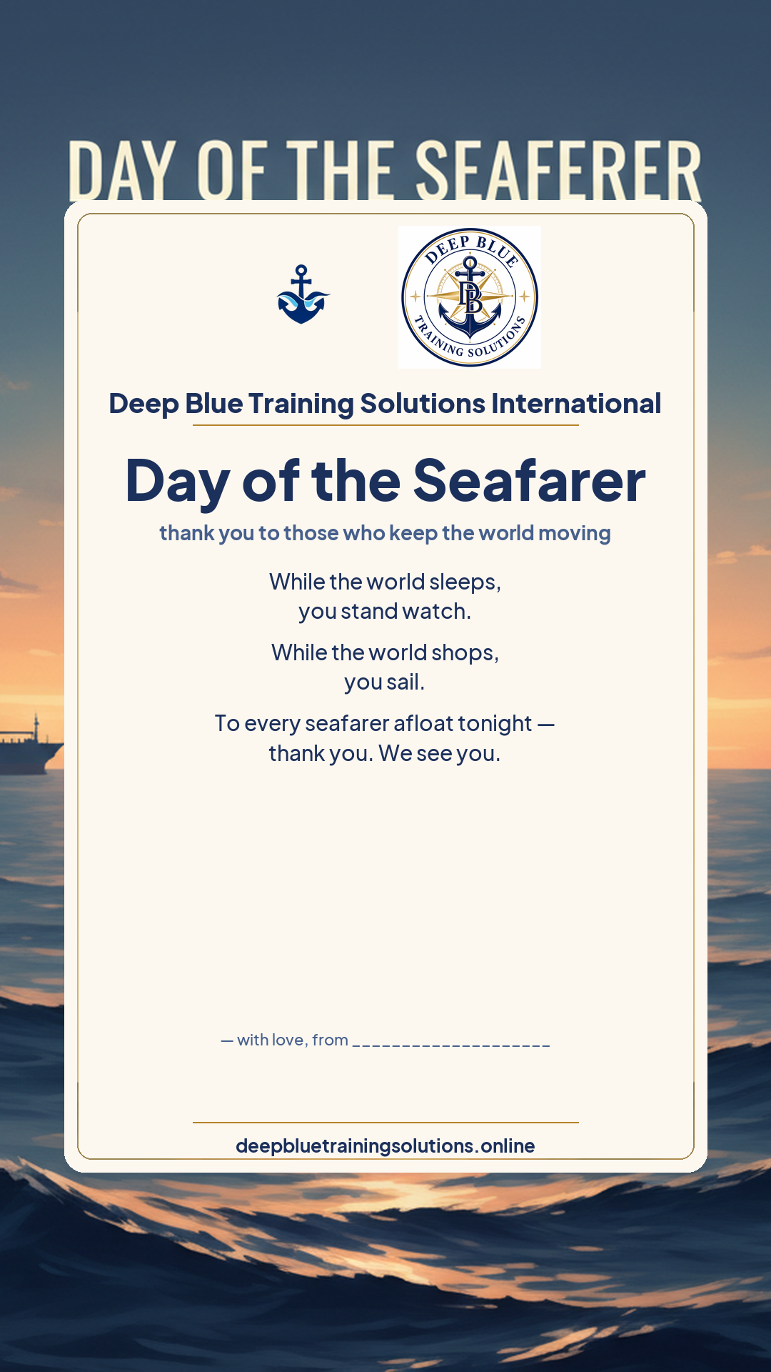 Day of the Seafarer · Personalize card — Share with your own family — sign it yourself