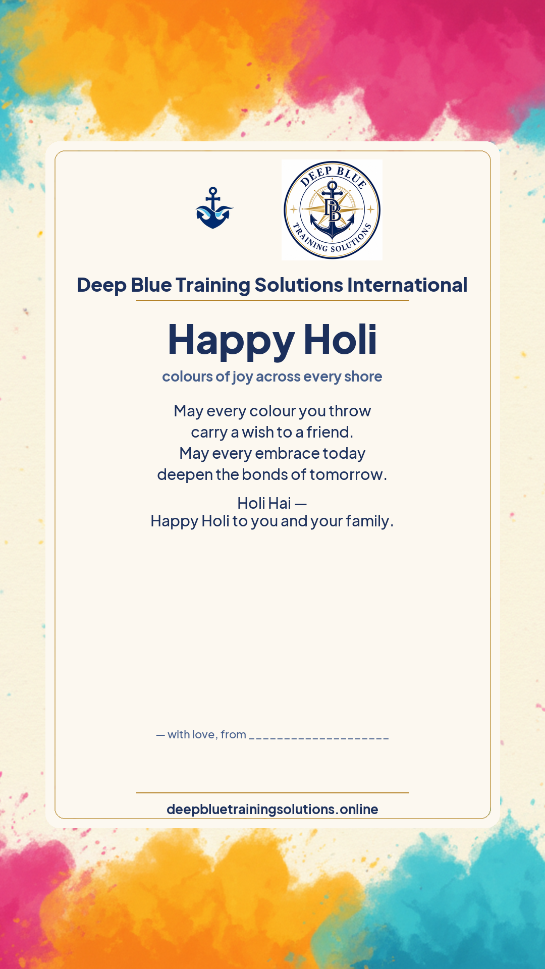 Happy Holi · Personalize card — Share with your own family — sign it yourself