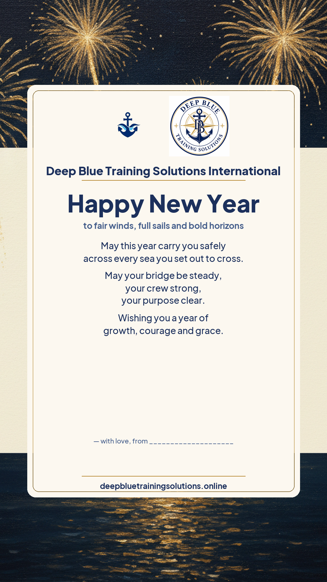 Happy New Year · Personalize card — Share with your own family — sign it yourself
