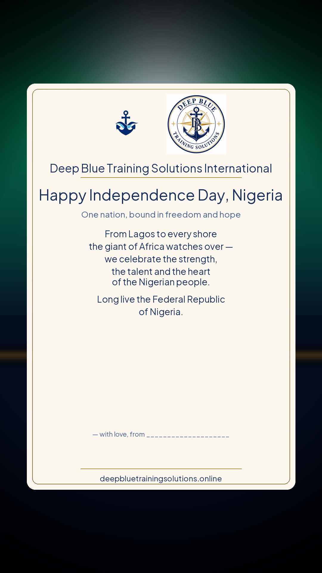 Nigeria Independence Day · Personalize card — Share with your own family — sign it yourself