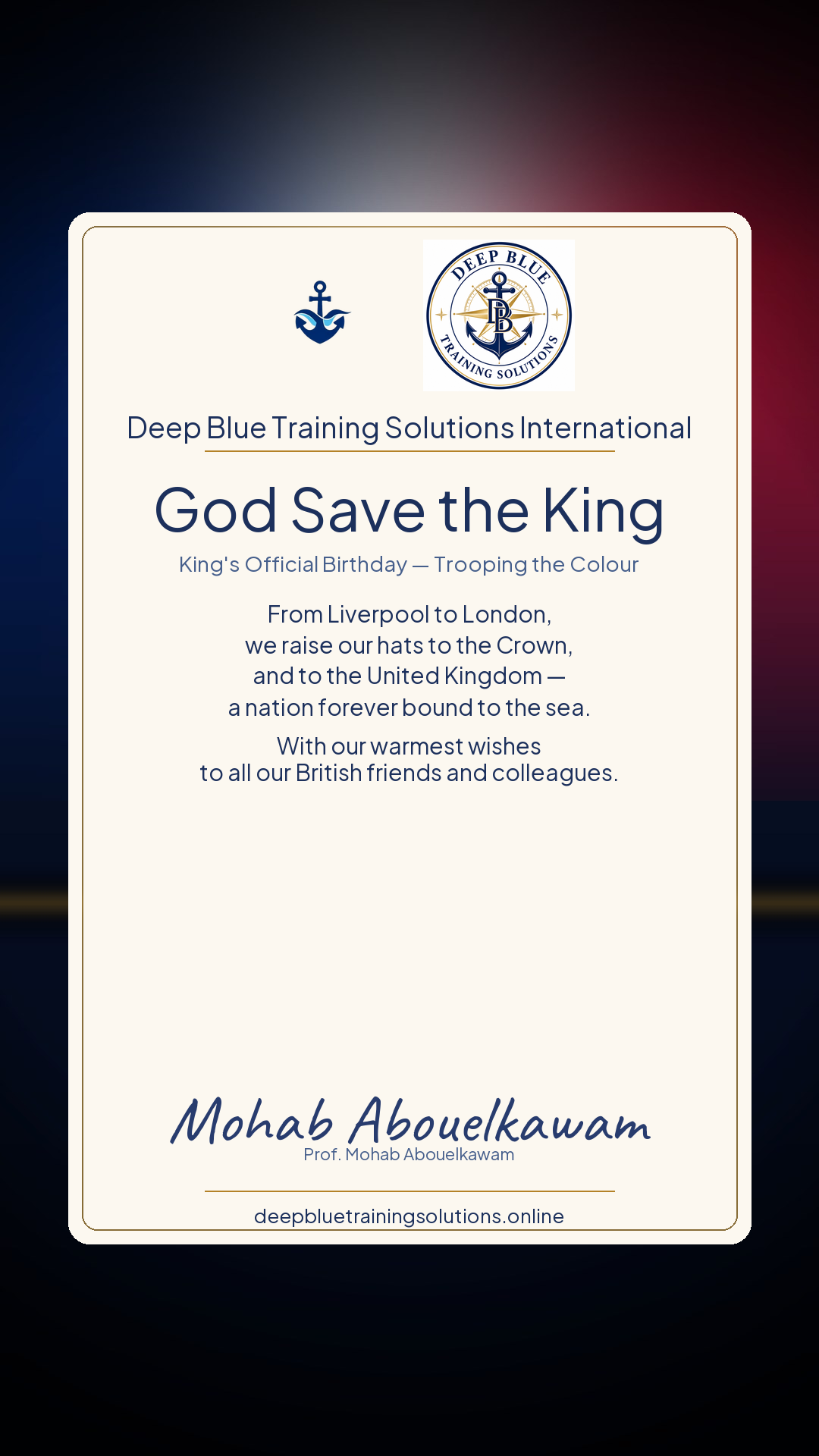 King's Official Birthday card — King's Official Birthday — Trooping the Colour