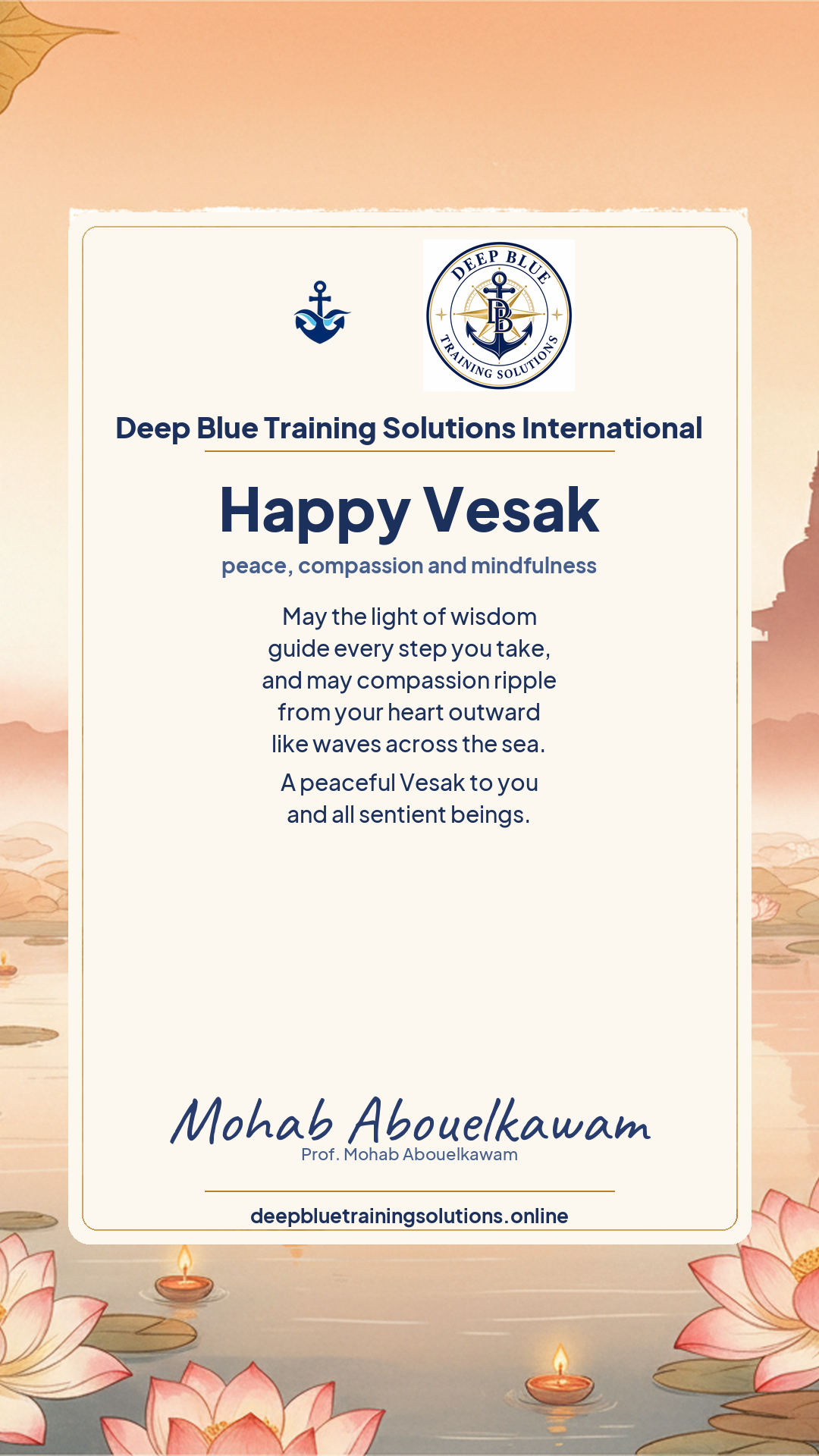 Vesak — Buddha's Birthday card — Vesak blessings — peace, compassion, mindfulness