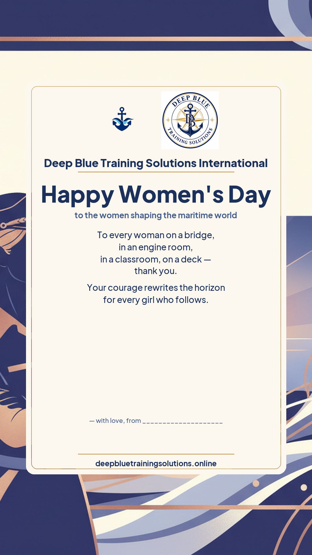 International Women's Day · Personalize card — Share with your own family — sign it yourself