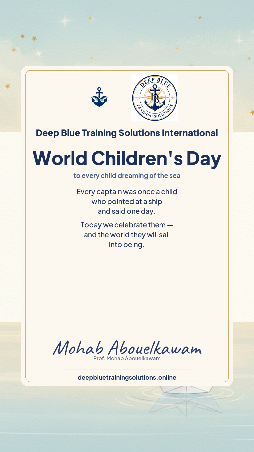 World Children's Day card — To every child dreaming of the sea