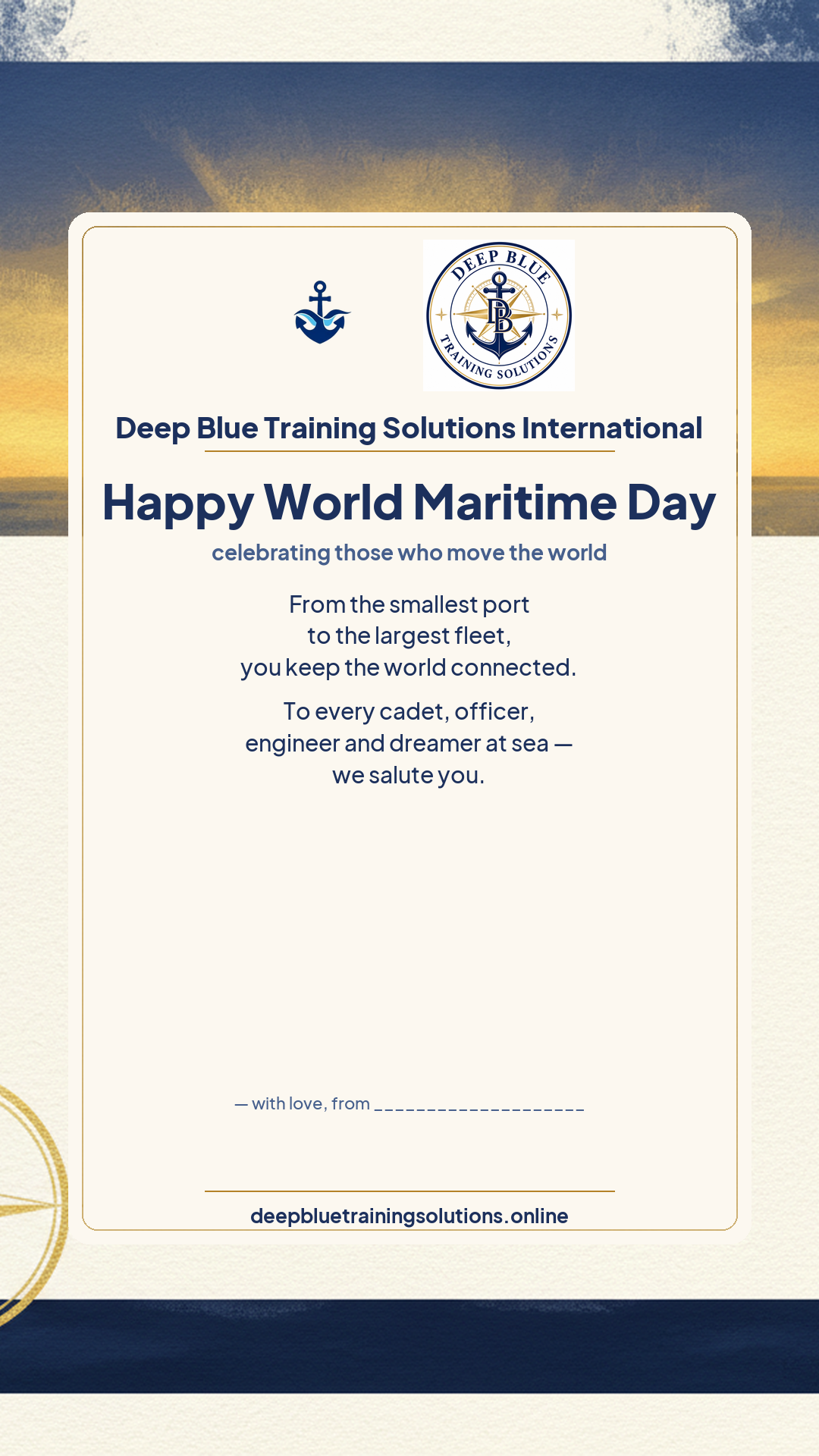 World Maritime Day · Personalize card — Share with your own family — sign it yourself